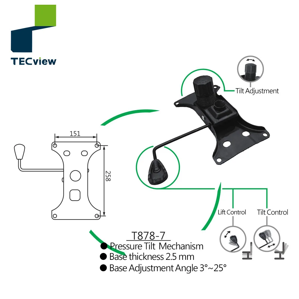 Напорный поворотный механизм, функция блокировки для офисного кресла с регулировкой спинки сиденья