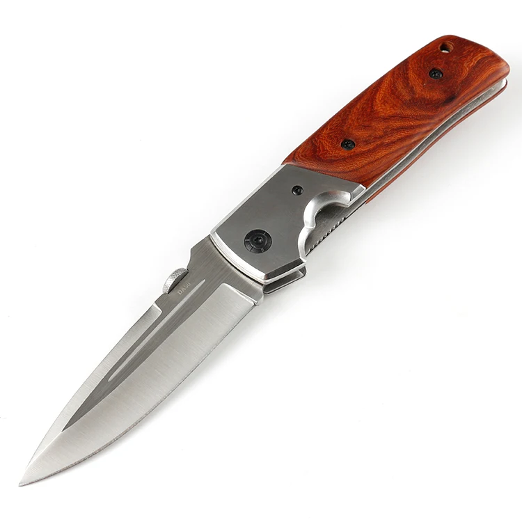 
Stainless steel folding pocket knife EDC knife with wooden handle 