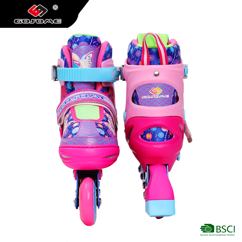1GOSOME Flashing Professional Roller Skates Skate and Patines for Kids Back Adjustable PU Wheel 70*24 6pairs/ctn EN13843, EN71