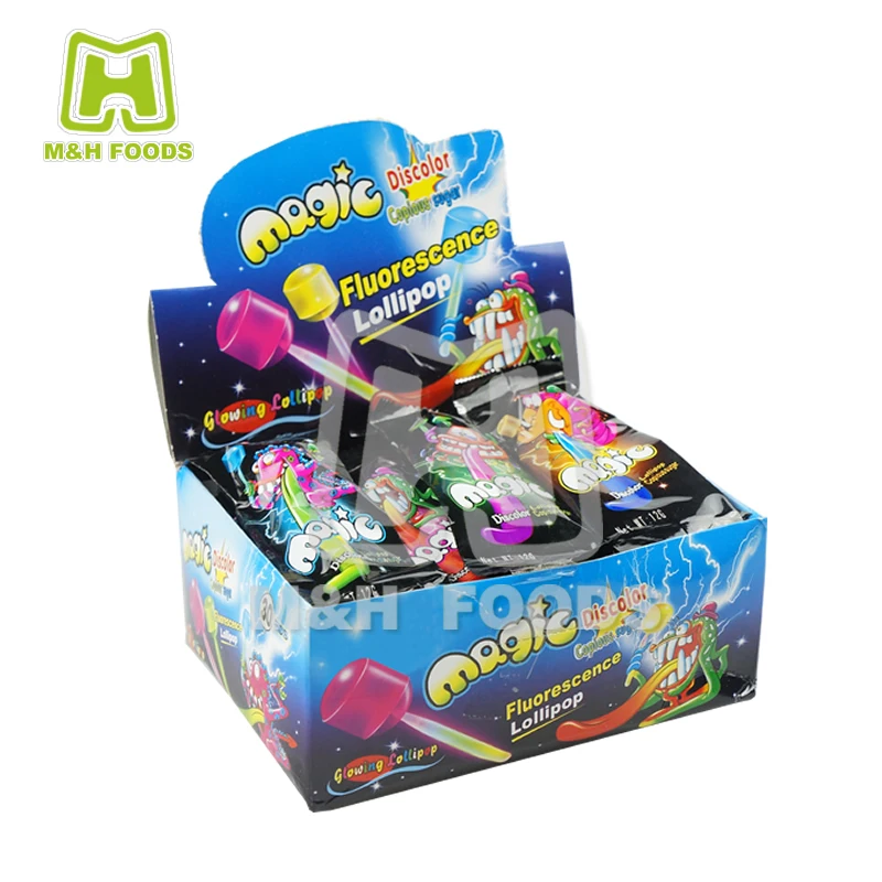 Candy Product Type 12g Magic Fruity Light Up Fluorescence Lollipops
