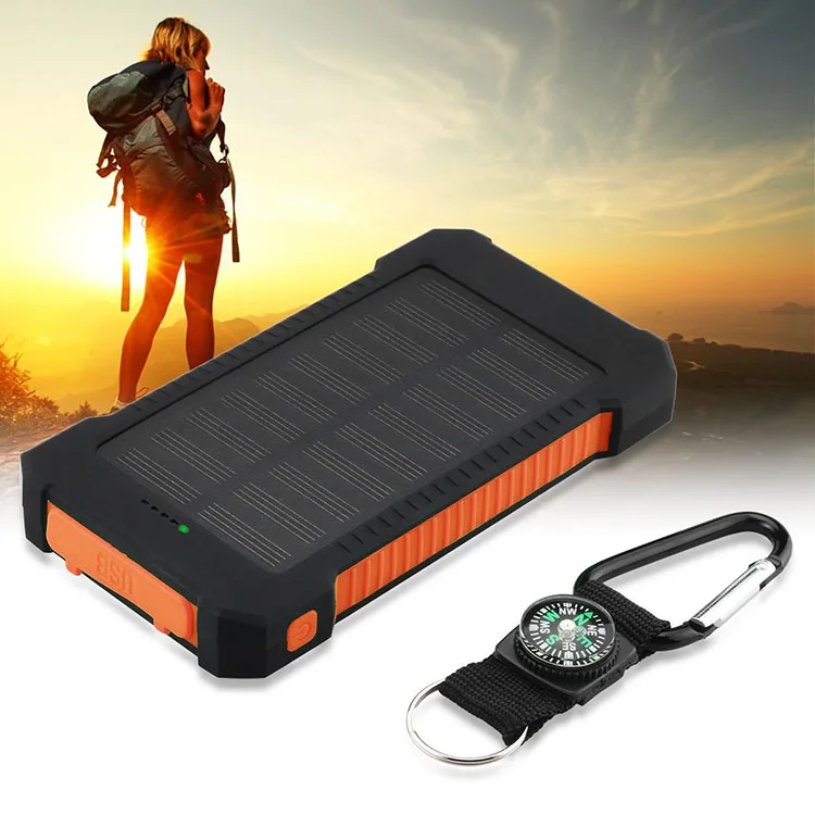 Custom printed promotional solar power bank solar charger LED charger carabiner power bank