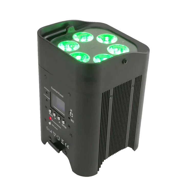 6x12W RGBWA UV 6in1 Wifi Mobile Phone Control LED Stage Uplight Wireless DMX Rechargeable Battery Powered Par Light