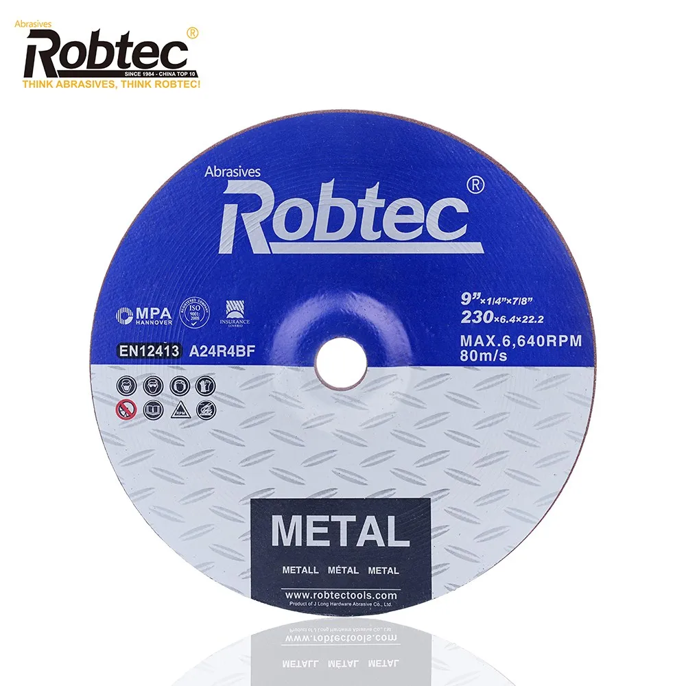 ROBTEC 9 inch 230*6.4*22.2mm High efficient metal  cutting wheel grinding disc made in China