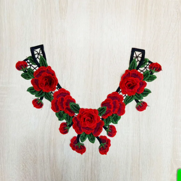 Embroidery lace cloth patch rose flowers clothes patch collar