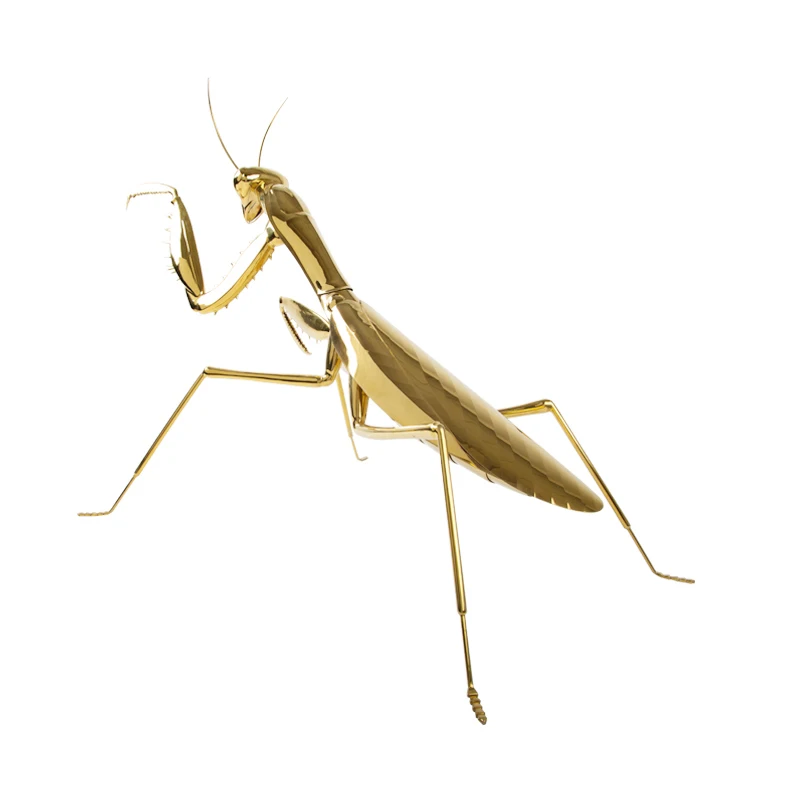 famous large gold plating mantis art home decoration metal abstract garden sculptures