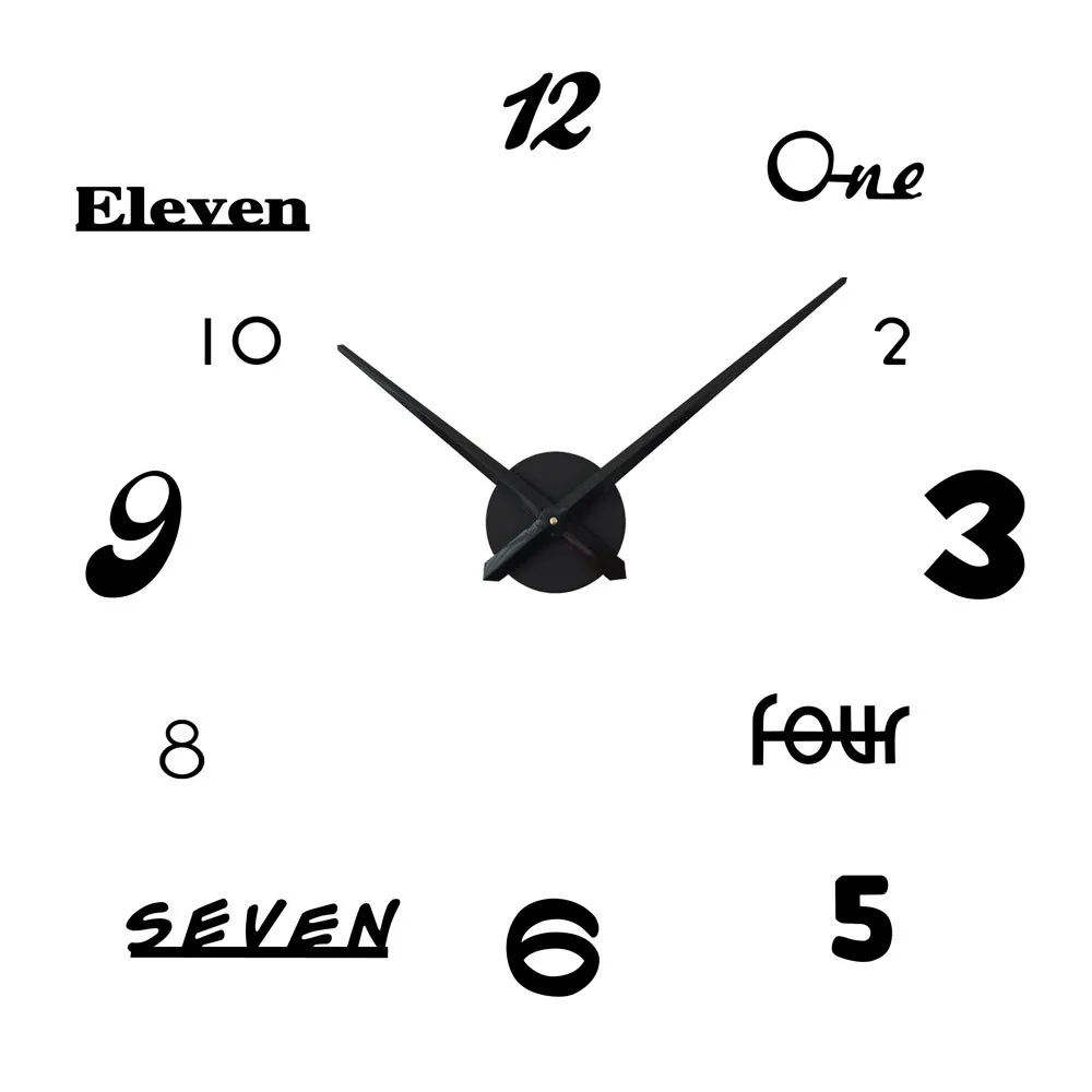 DIY большой современный стиль дома декоративные 3D настенные часы зеркальные наклейки часы