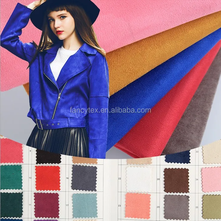 
suede fabric spandex jersey knitting fabric glass upholster faux suede 2/4 way stretch fabric 