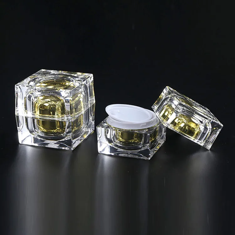 5G 10G 15G 30G 50G 100G Luxury Acrylic Square Double Wall Plastic Cream Jar With Colorful Square Cap