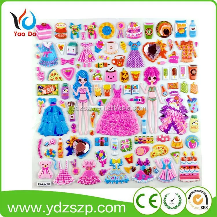 hot sale custom printed pvc sticker self adhesive kids decorative cartoon puffy sticker