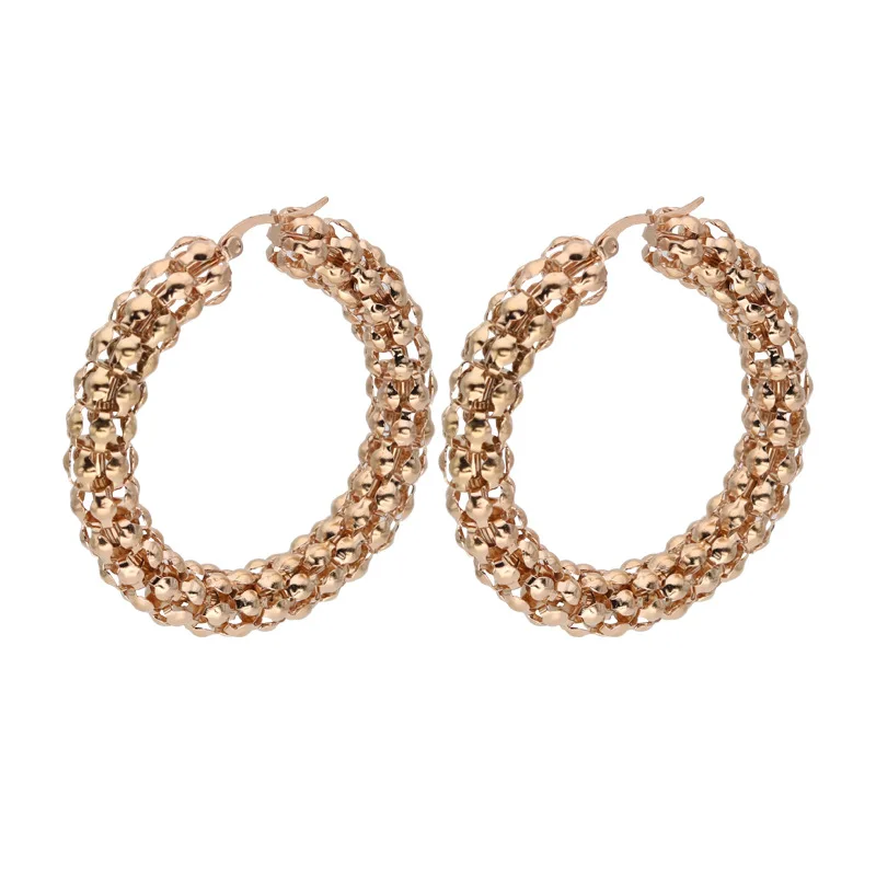 Stainless Steel Women Earring Round Corn Ball Club Hip Hop Punk Hoop Earrings Jewelry For Jewelers