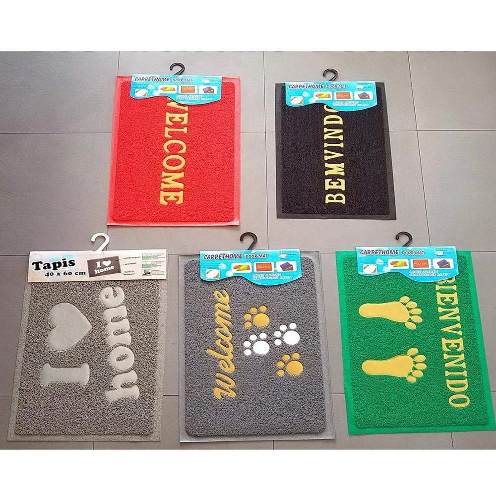 PVC door mat with hot pasted words & pattern
