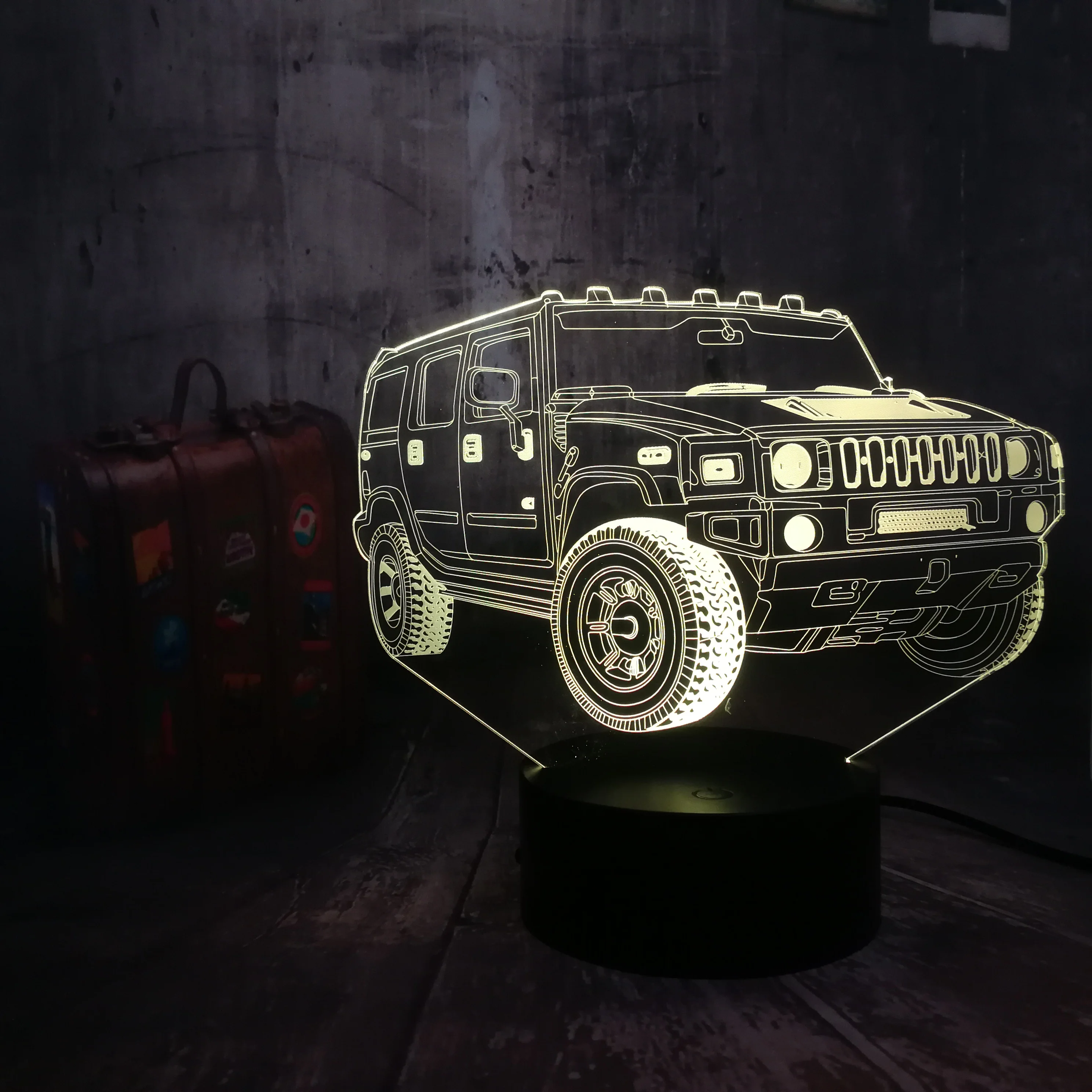 Remote Control  Jeep Car 7 Color Dimming Gradient RGB 3D LED Night Light Boys Bedside Sleeping Male Friend Birthday Xmas Gifts