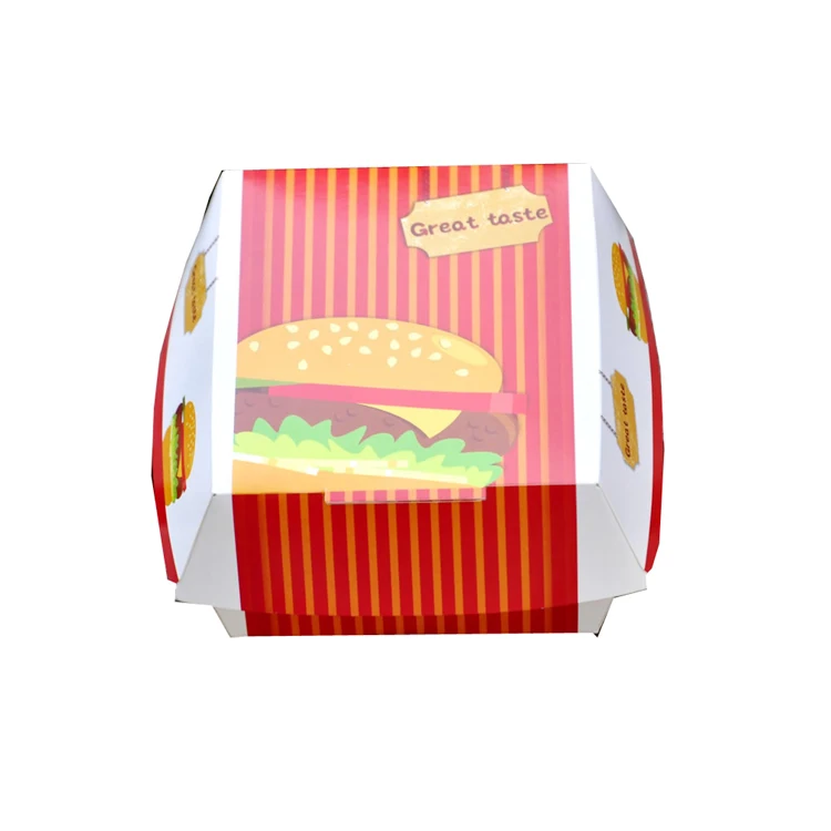 Disposable Foldable Custom Printed Cardboard Paper Burger Box For Fast Food,Disinfected Sanitary Hamburger Box