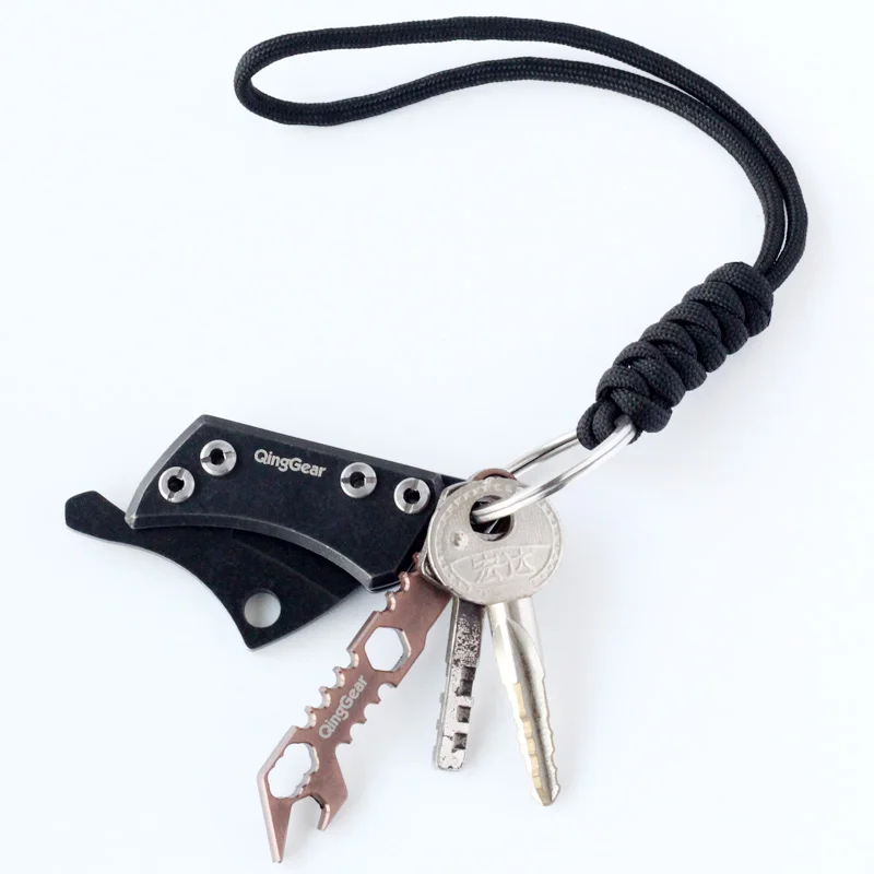 QingGear Handmade Nylon Rope Braided Tactical Knife Gear Lanyard with Keyring Survival Keychain Lanyards Cord