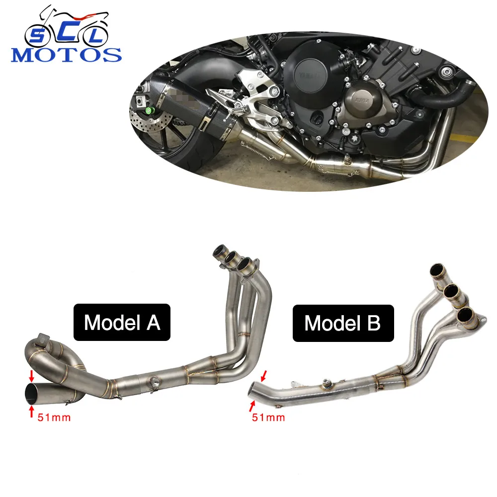 Полная выхлопная система из нержавеющей стали MT09 FZ09 для мотоцикла, Соединительная труба для передней и средней оси, для выхлопных газов MT 09