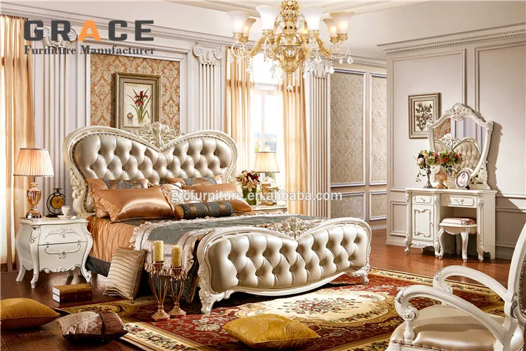 H8803W European Style Antique White Bedroom Furniture Nightstands Bedside Table