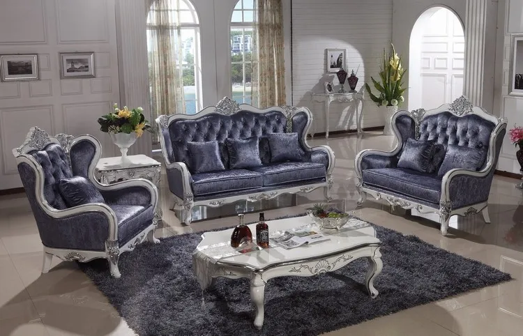 роскоши неоклассическом королевский французский белый бархат кристалла кнопку обивка гостиной диван и кресла мебель для дома