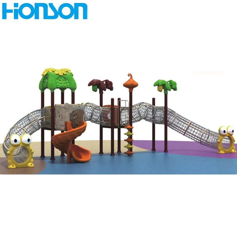 kids climbing net climbing tunnel outdoor playground with plastic slide climbing net outdoor playground
