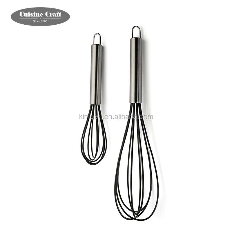 Popular best selling kitchen gadgets set of 2 pieces non stick manual silicone egg whisk egg beater