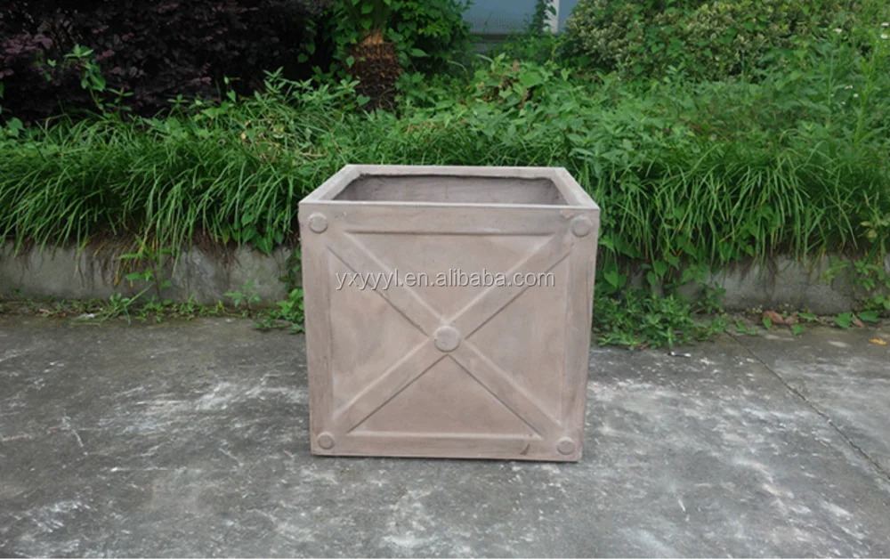 Square Fiberglass Cross Planter