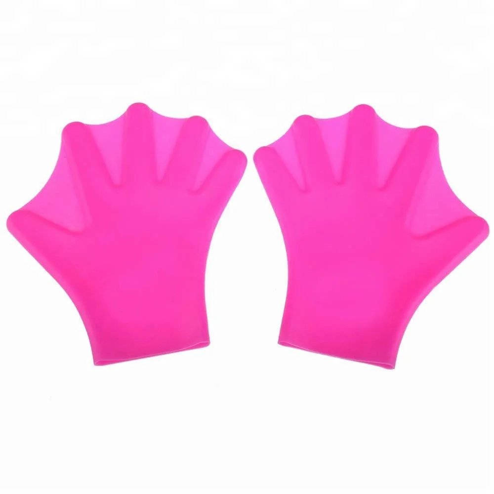 silicone swim aquatic webbed gloves hand paddle waterproof swimming gloves