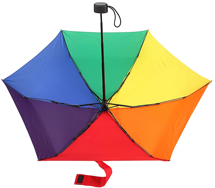 wholesale custom waterproof rainbow 5 fold foldable micro mini umbrella with logo print