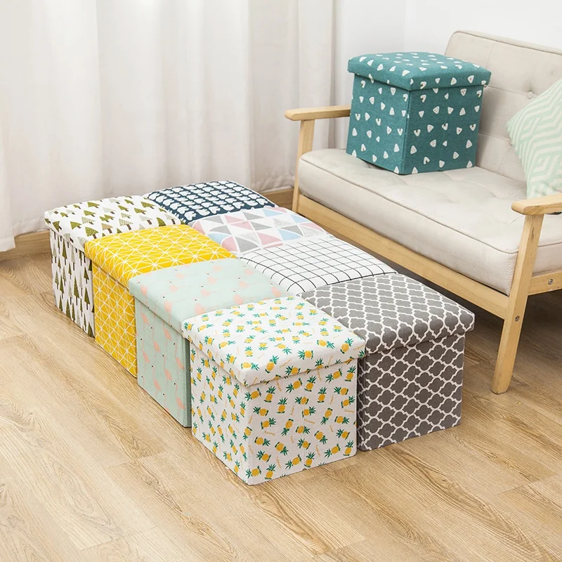 
Dongyi Cheap Linen Print Folding Living Room Foam Cube Ottoman 