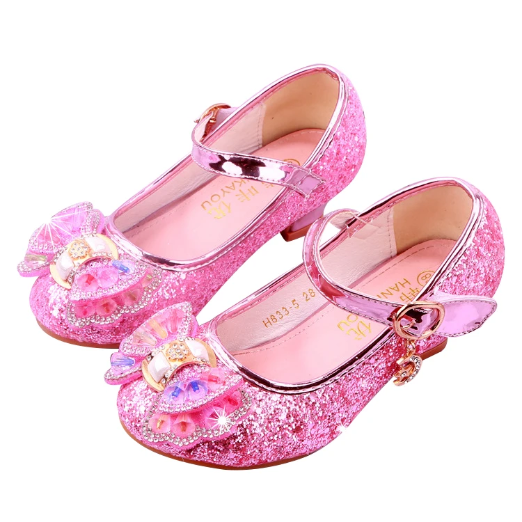 
Custom Logo Girl Princess Frozen Crystal Dress Shoes 