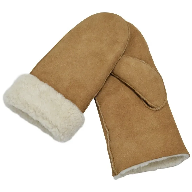 
Cheap price Winter warm genuine sheepskin fur leather women patterned mittens gloves 