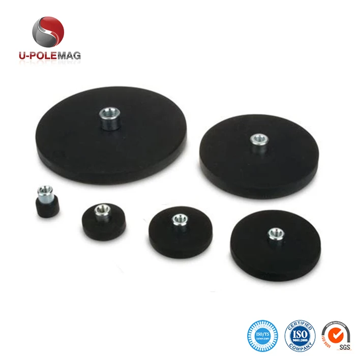 Coated Neodymium Pot Magnet EPDM Rubber Industrial Magnet Permanent Rubber + Ndfeb Magnet +fe37 Pot / Cup Shape 15-20days CN;FUJ