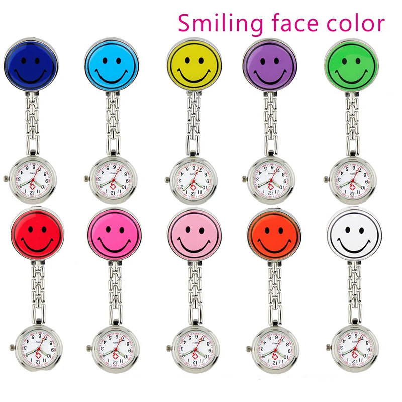 
New Smile Portable Nurse Watch with Safety Brooch Pin Hanging Pocket Nurse Fob Watch Relog Luminous Hands Glow in Dark 