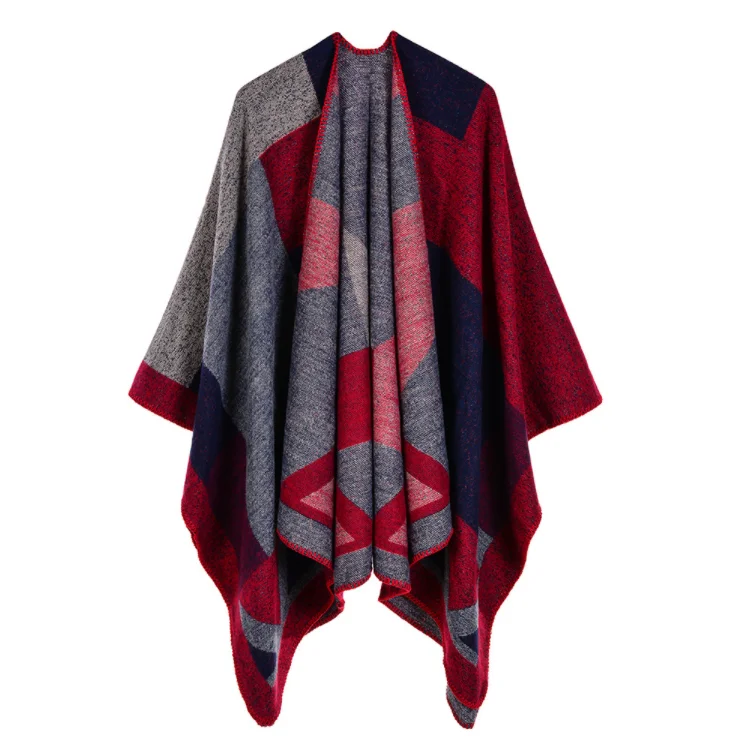 
women fashion crochet boutique winter women knitted fleece clothing mexicano cashmere poncho stole 0319041 