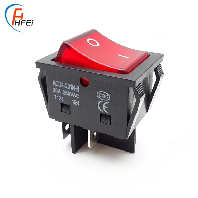 HF hot sale Double throw t105/55  DPDT ON-OFF neon lamp 12a 125vac rocker switch kcd4
