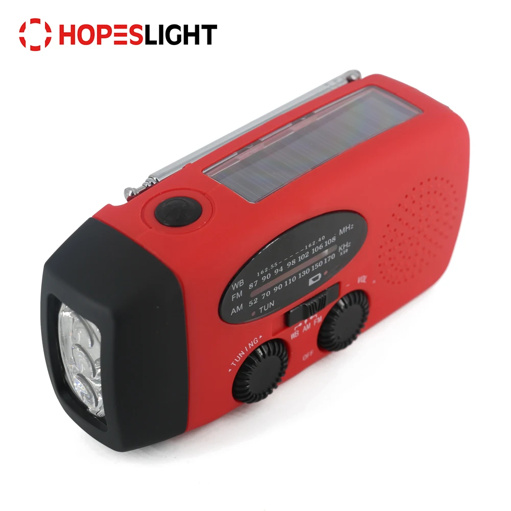 Outdoor Solar Hand Crank Radio with Emergency Flashlight, FM/AM/NOAA Weather Bank Radio, Power Bank Function