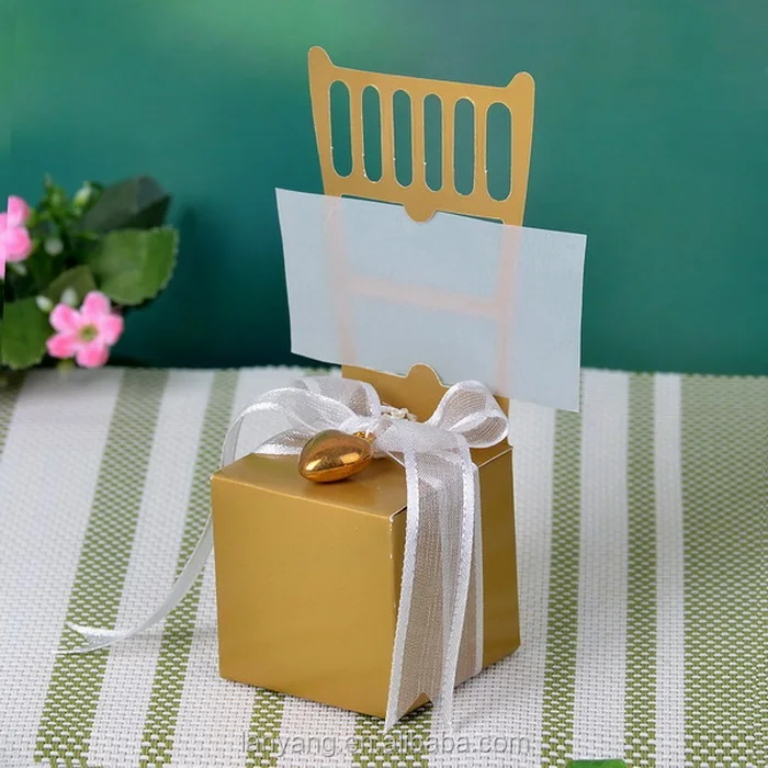 Gold Chair Place Card/Memo Holder Wedding Favor Box Candy Boxes