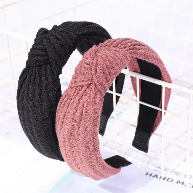 Fashion Wholesales Women Hair Accessories Headband Solid Color Knitting Twisted Knotted Headband For Girls