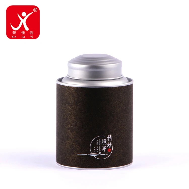 Custom 100% recycled cylinder cardboard paper tube composite paper matte black packaging tin cans with lids