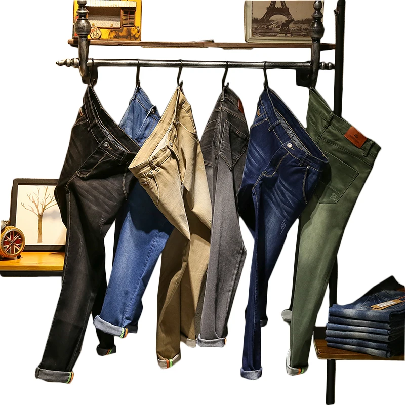 Мужские простые джинсы, мужские брюки, европейские и американские облегающие эластичные джинсы на осень и зиму, насыщенные цветные брюки для мальчиков