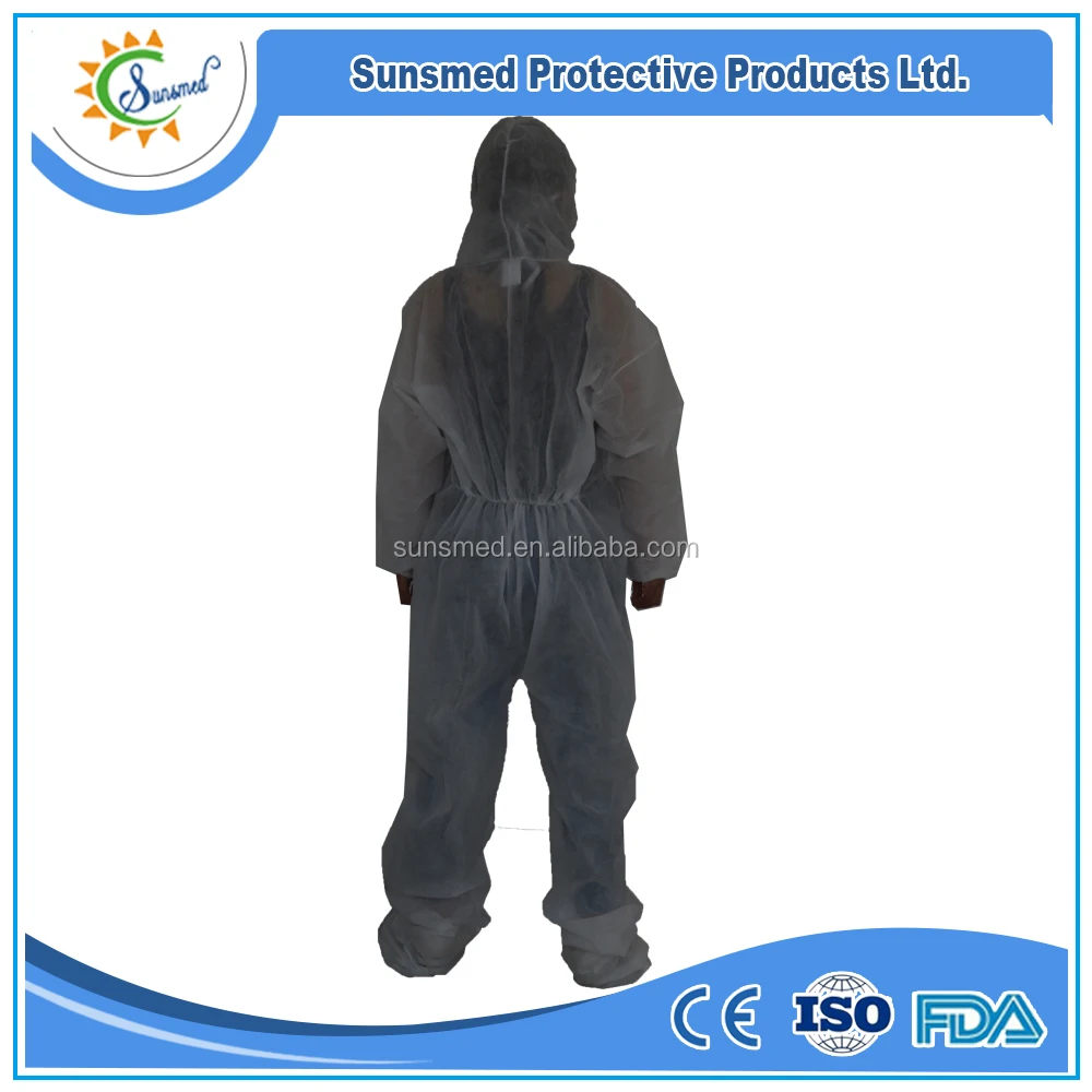 disposable protective coverall nonwoven PP disposable Coveralls with shoe covers coverall with hood