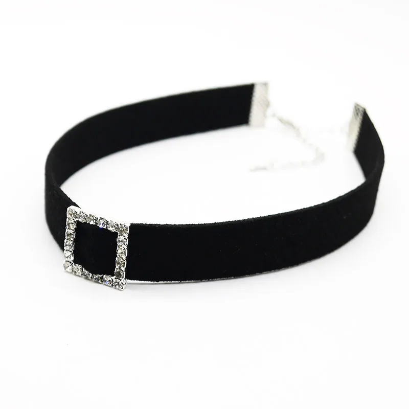 Rhinestone Choker Lace Velvet High Quality Heart Shaped Black Choker Necklace