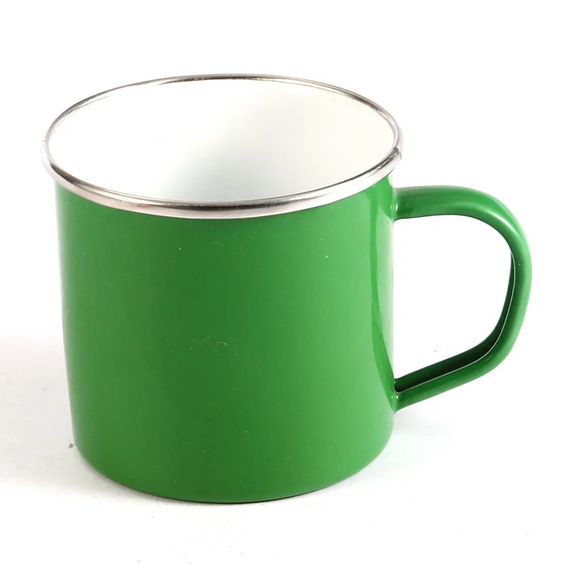 Wholesale Printing logo Coffee cup enamel mug Tea drinking mugs with handgrip