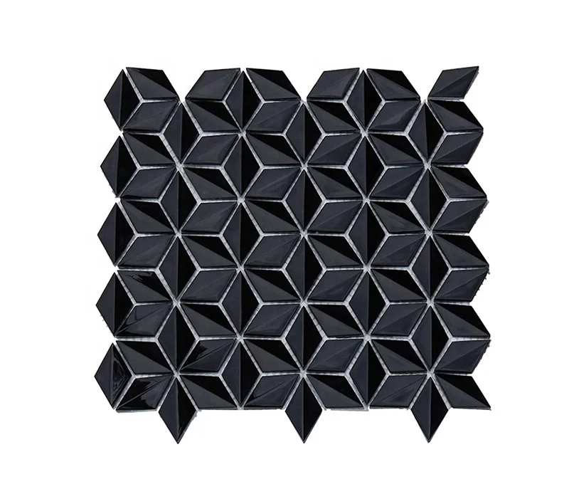 Living Room Wall Tile Rhombus Backsplash Iridescent Glass Mosaic