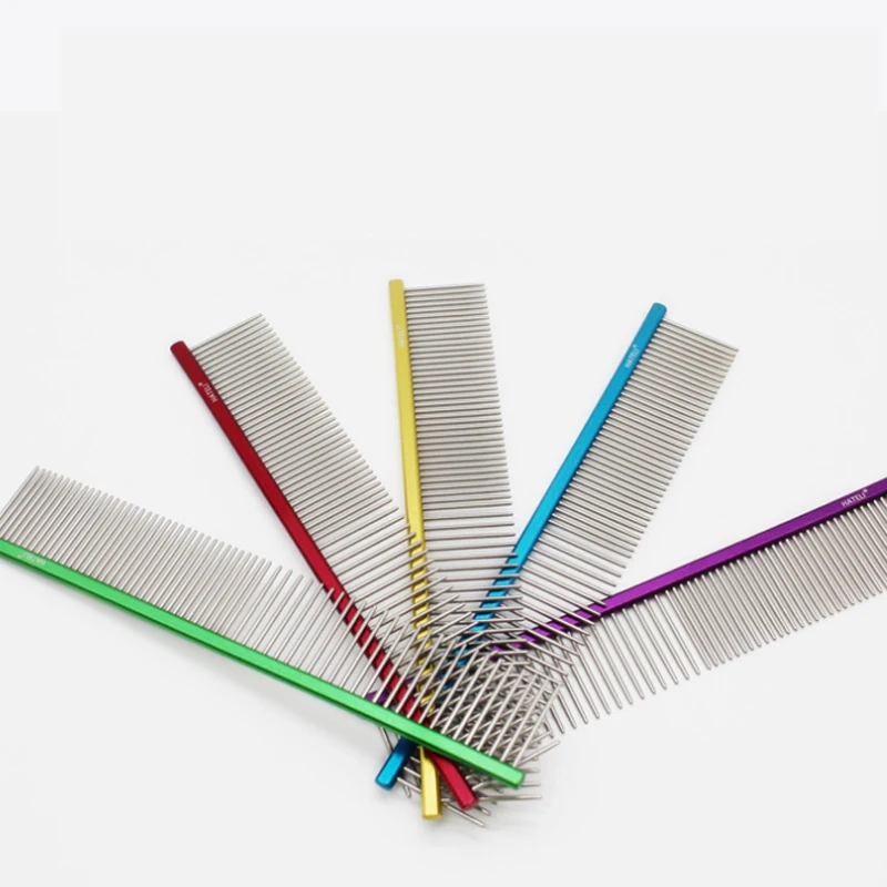 
Hot style Flat handle Pet Stainless Steel row practical dog metal Comb 