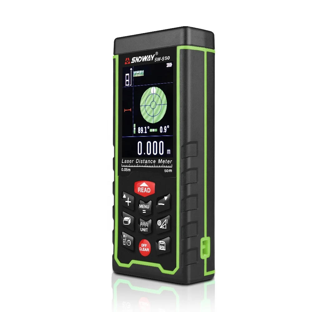 Перезаряжаемый лазерный дальномер SNDWAY OEM 0 05-50 м (от 16 до футов) с цветным ЖК-дисплеем и измерением угла