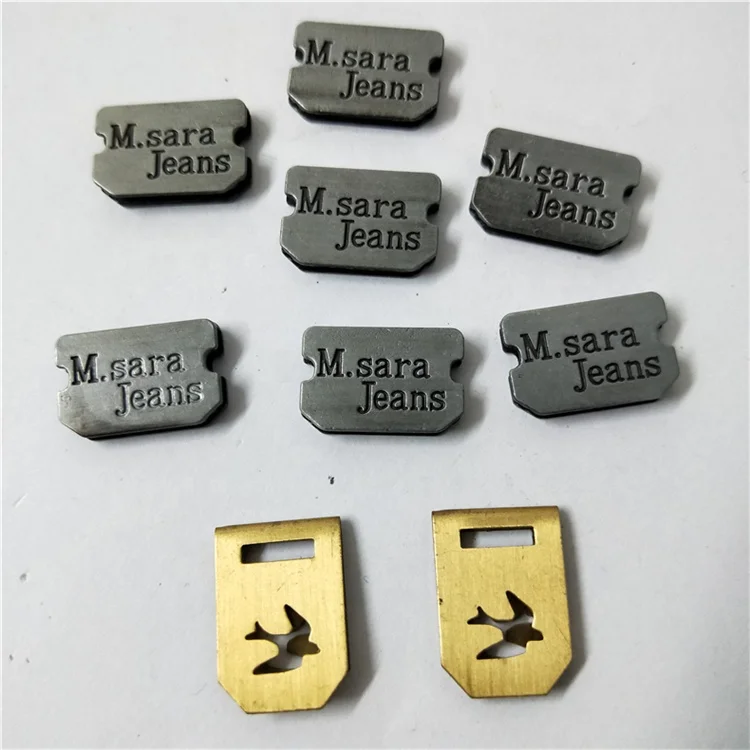 Triangle oval metal label garment signage bags metal brand logo jeans trademark badge