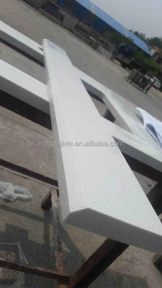 Laminated quartz stone bench tops edge, white sparkle quartz stone countertop for interior design