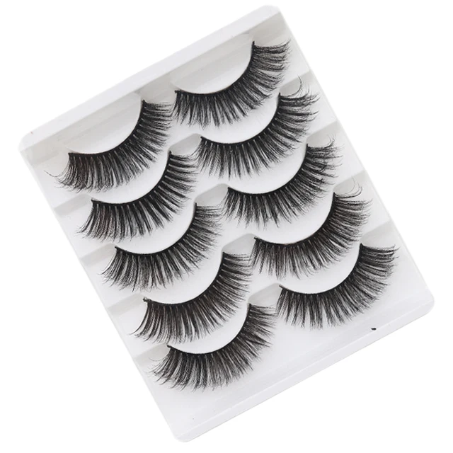 Amazon best dealers 5 Pairs false eyelash wholesale 5d synthetic fiber false eyelash for beauty