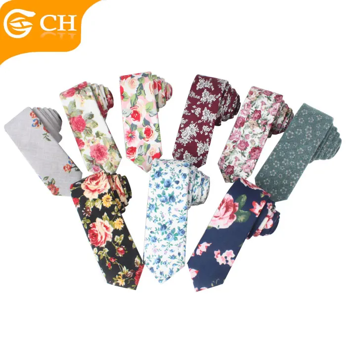 
 Хлопковый галстук с цветочным принтом, высококачественный модный мужской галстук с цветочным принтом  
