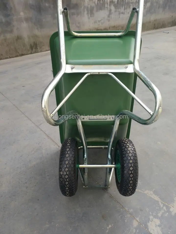 160-260 litre Twin Wheel Garden Lawn Marina Stable Green Color Polypropylene Plastic Smartcart Wheelbarrow With Horse Face