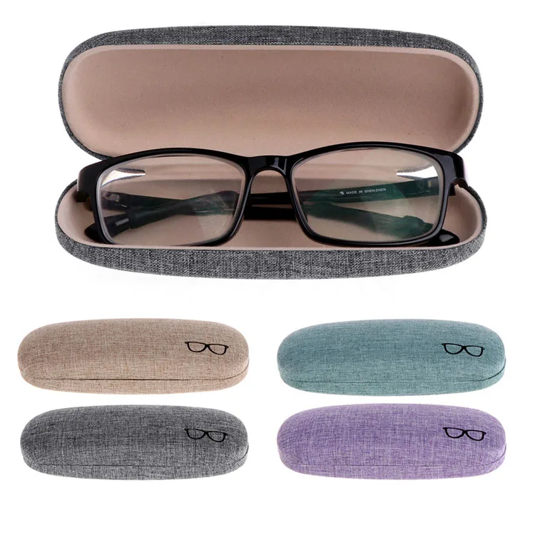 Custom Logo Color Size Metal Spectacle Case Protector Container Fabric Covered Optical Case Hard Eye glasses Case